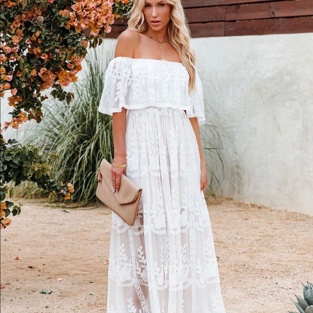 White off the shoulder maxi dress